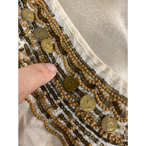 Old Navy Women Size Large Perfect Fit Top Cardigan Blouse Beaded Tie BOHO - Picture 3 of 10